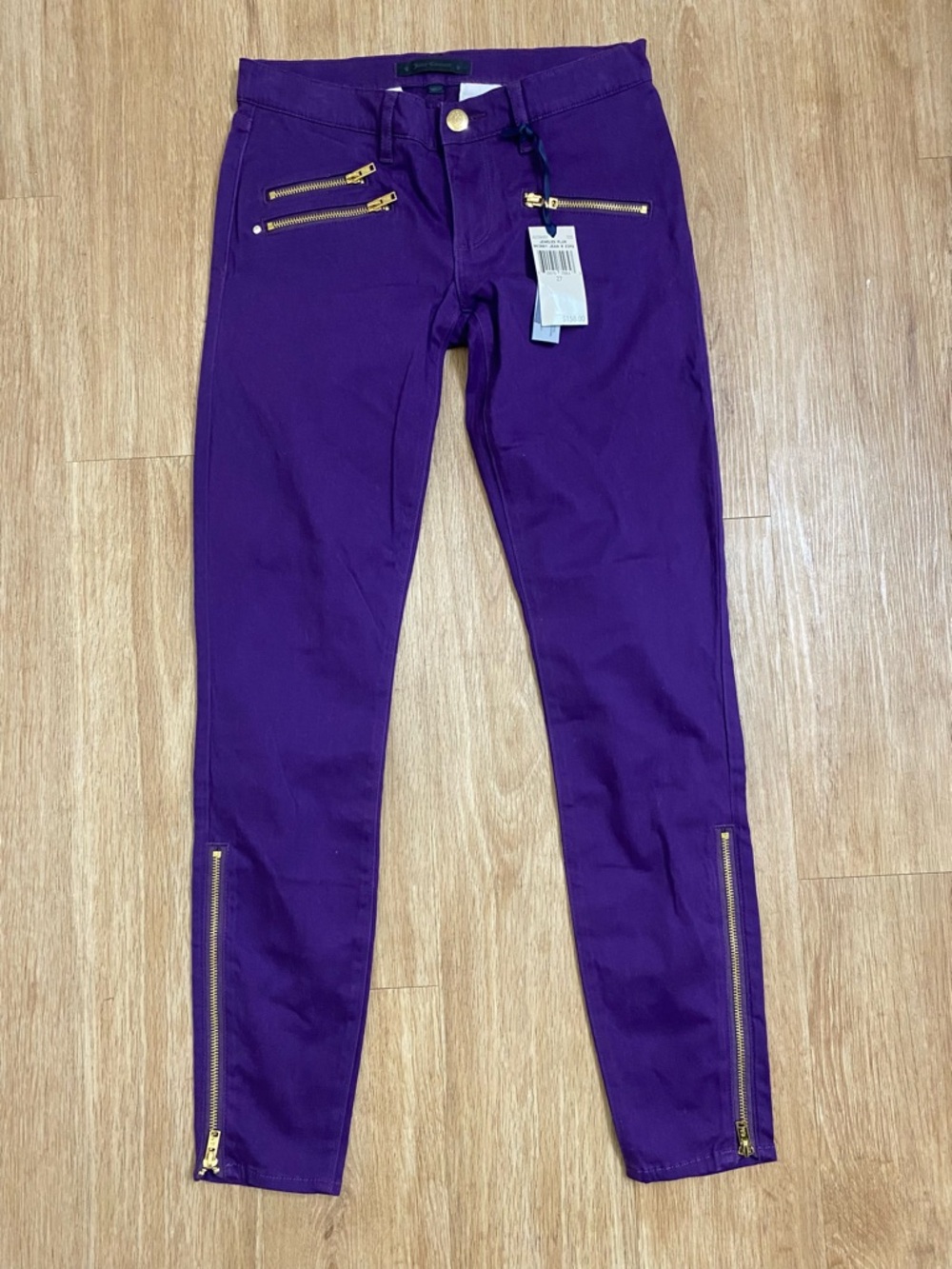 Juicy Couture Deep Purple Skinny Jeans with Gold Zippers